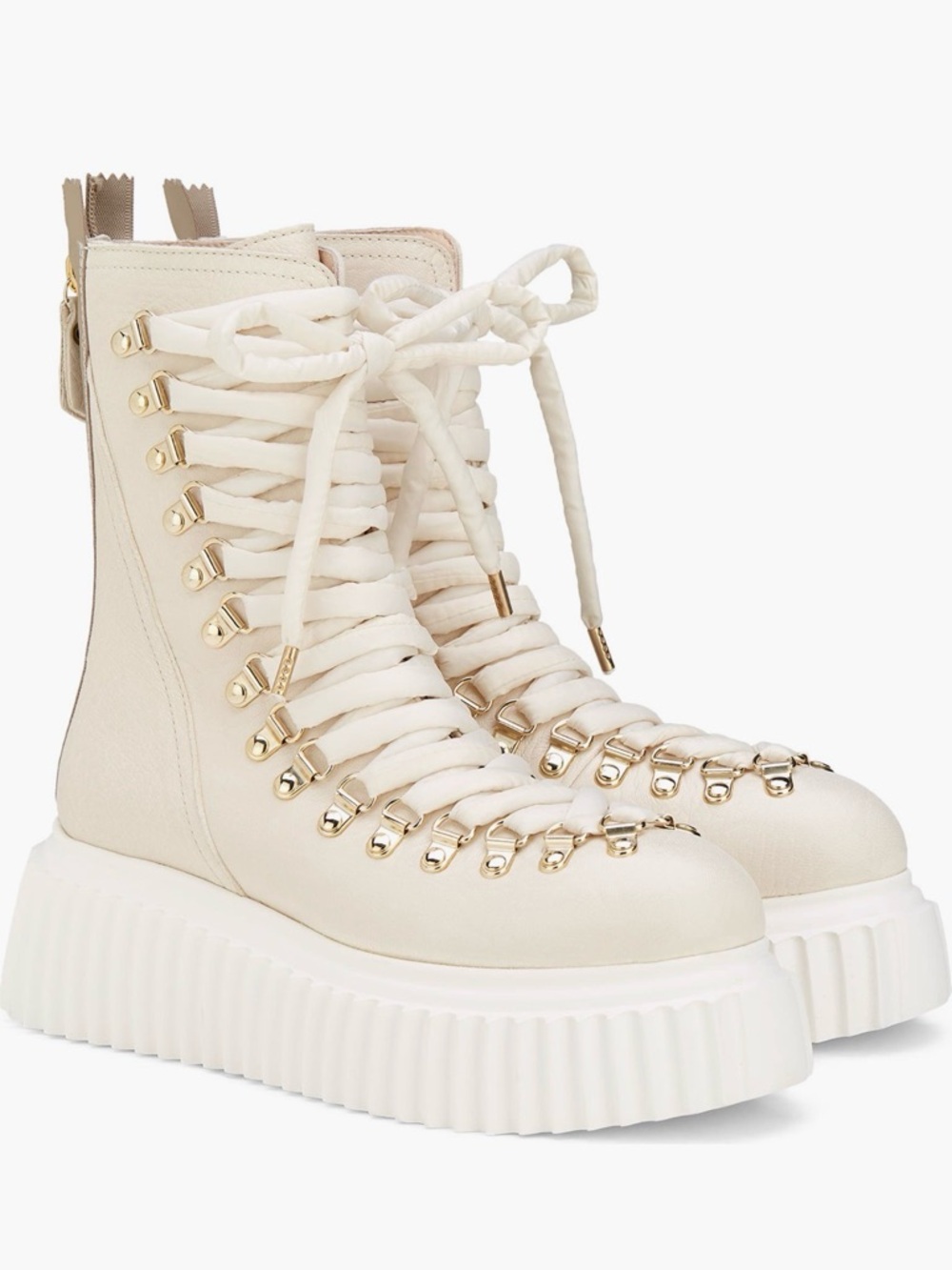 Agl Dromo Leather Biker Boot Off White Women Size Eu 38.5 Us8.5